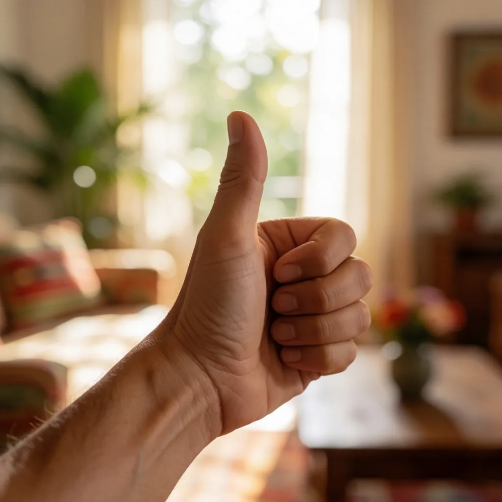 Siguiendo el movimiento del pulgar como ejercicio de seguimiento visual