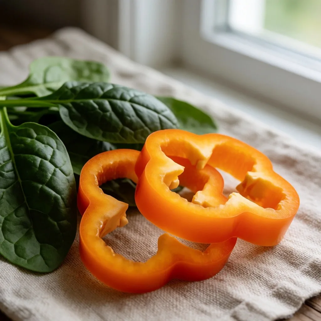 Ingredientes saludables para la vista sobre tela de lino